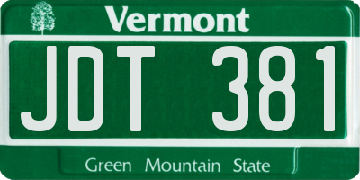 VT license plate JDT381