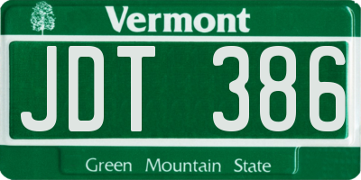 VT license plate JDT386
