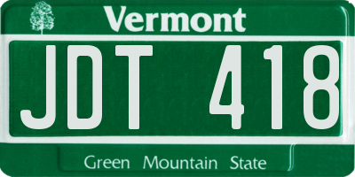 VT license plate JDT418