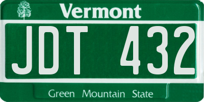 VT license plate JDT432