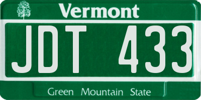 VT license plate JDT433