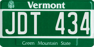 VT license plate JDT434