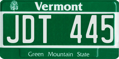 VT license plate JDT445