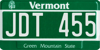 VT license plate JDT455