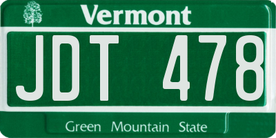 VT license plate JDT478