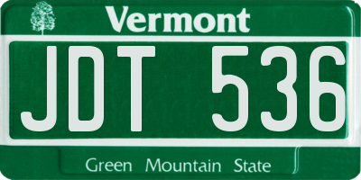 VT license plate JDT536