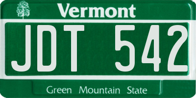 VT license plate JDT542