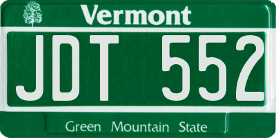 VT license plate JDT552