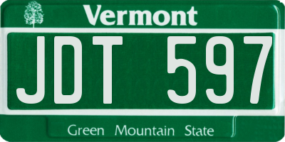 VT license plate JDT597