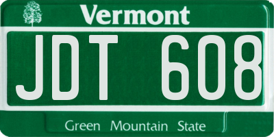 VT license plate JDT608