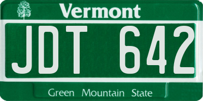 VT license plate JDT642