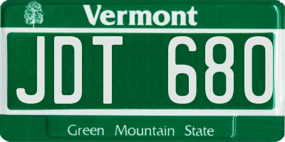 VT license plate JDT680