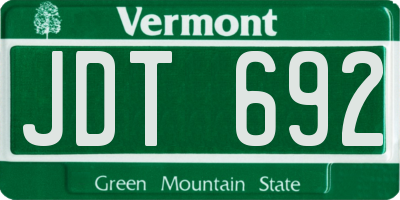 VT license plate JDT692