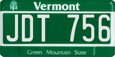 VT license plate JDT756