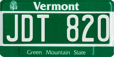 VT license plate JDT820