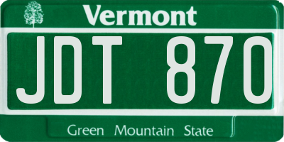 VT license plate JDT870