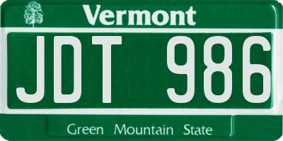 VT license plate JDT986
