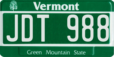 VT license plate JDT988