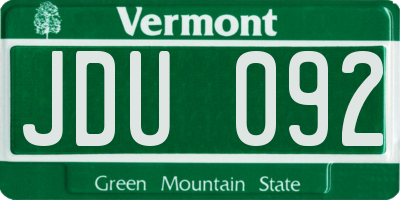 VT license plate JDU092