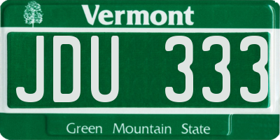 VT license plate JDU333