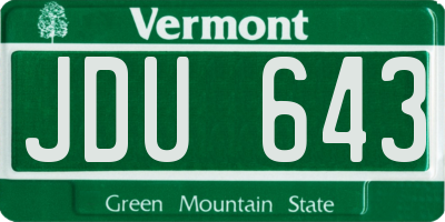 VT license plate JDU643