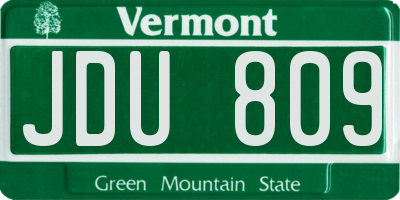 VT license plate JDU809
