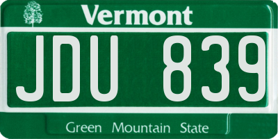 VT license plate JDU839