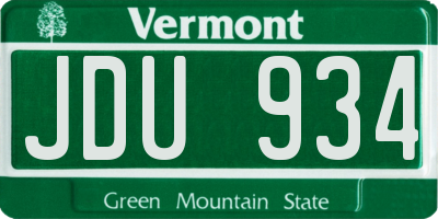 VT license plate JDU934