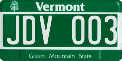 VT license plate JDV003