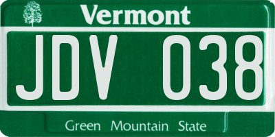 VT license plate JDV038