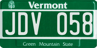 VT license plate JDV058