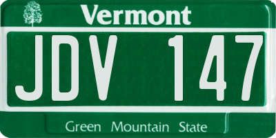 VT license plate JDV147