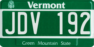VT license plate JDV192