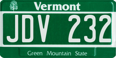 VT license plate JDV232