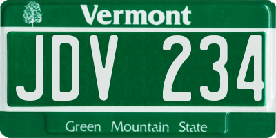 VT license plate JDV234