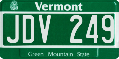VT license plate JDV249