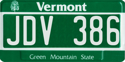 VT license plate JDV386