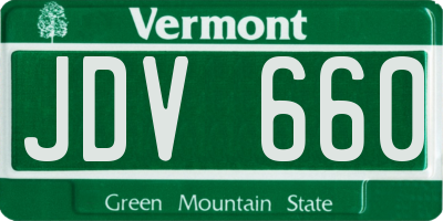VT license plate JDV660