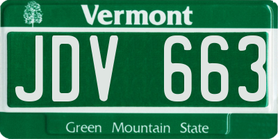 VT license plate JDV663