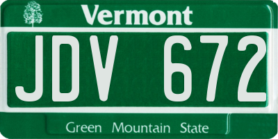 VT license plate JDV672