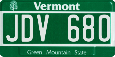 VT license plate JDV680