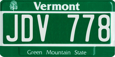 VT license plate JDV778