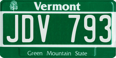VT license plate JDV793