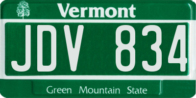 VT license plate JDV834