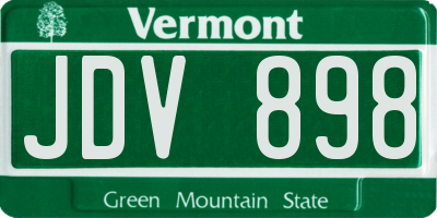 VT license plate JDV898