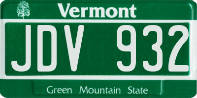 VT license plate JDV932
