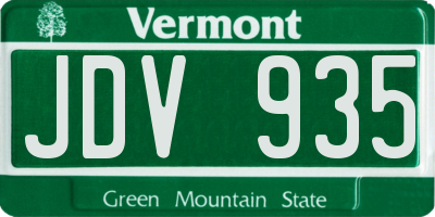 VT license plate JDV935