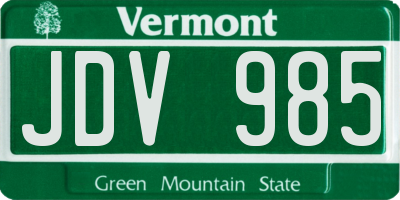 VT license plate JDV985