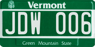 VT license plate JDW006