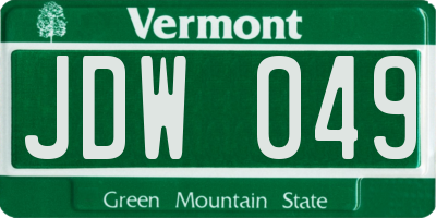 VT license plate JDW049
